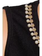 Spoločenské značkové šaty LUXESTAR zdobené perlami krátke čierne - Čierna - LUXESTAR Spoločenské značkové šaty LUXESTAR zdobené perlami krátke čierne - Čierna - LUXESTAR