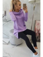 Mikina s dlhým chrbtom a kapucňou tmavo fialová