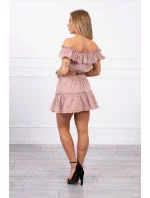 Vyšívaná súprava s kapučínovou blúzkou s bodkami