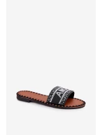 Klapki Damskie Na Płaskim Obcasie Ze Zdobieniem Amore Czarne Avelina