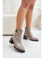 Čižmy na podpätku MR880-093 sivé - Krok vo veľkom štýle