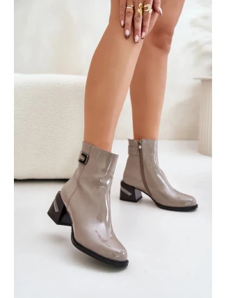 Čižmy na podpätku MR880-093 sivé - Krok vo veľkom štýle