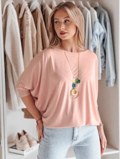 Dámska oversize maslová blúzka s príveskom LUZVIA powder pink FashionStreet RY2774