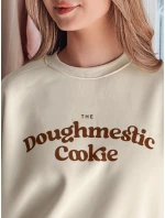 Dámska nadrozmerná mikina s potlačou COOKIES svetlo béžová FashionStreet BY1446 Dámska nadrozmerná mikina s potlačou COOKIES svetlo béžová FashionStreet BY1446