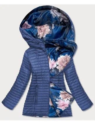 Svetlomodrá dámska obojstranná bunda s kapucňou (SF732)