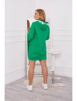 Oversize zelené šaty s kapucňou