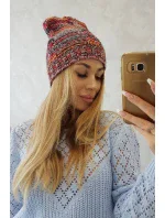 Fleecová čiapka Klaudia K255 oranžová+červená