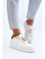 Sneakersy Damskie Z Ozdobą Białe Celedria