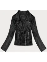 Čierna bunda ramoneska s golierom (11Z8098)