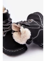 Dziecięce Trapery Botki Na Suwak z Kożuszkiem Czarne Marialee
