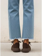 Hnedé dámske tenisky na hrubej podrážke basic semiš FashionStreet ZY1372