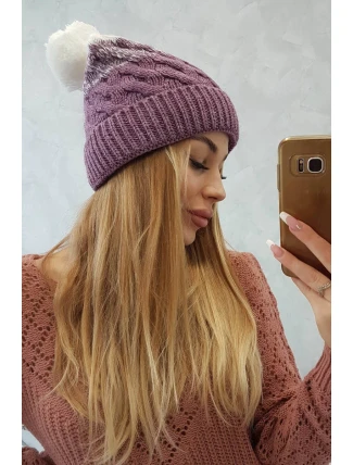 Fleecová čiapka Ilona K218 fialová+biela