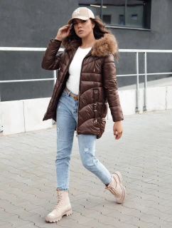 Dámska zimná bunda s kapucňou WINTERCHIC hnedá FashionStreet TY4458