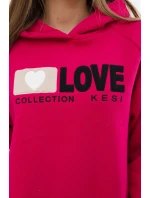 Zateplená bavlnená mikina s kapucňou Love fuchsia Zateplená bavlnená mikina s kapucňou Love fuchsia