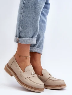 Zazoo 20165 Skórzane Mokasyny Damskie Beżowe