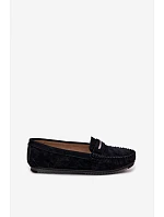 Dámske ploché mokasíny z prírodného semišu LR61-7029 Black Dámske ploché mokasíny z prírodného semišu LR61-7029 Black