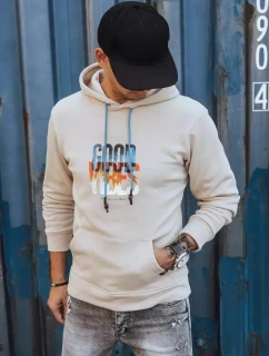 Pánska zateplená mikina s kapucňou béžová FashionStreet BX5378