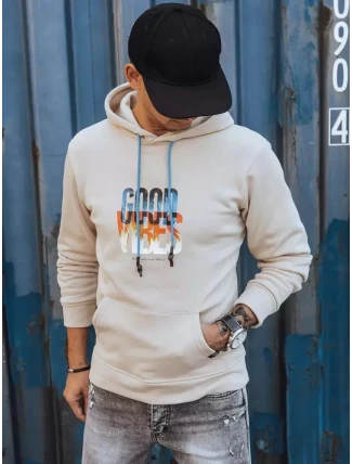 Pánska zateplená mikina s kapucňou béžová FashionStreet BX5378