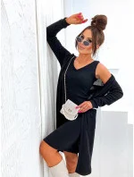 Čierne dámske úpletové šaty so závesom cez oblečenie (8215) Čierne dámske úpletové šaty so závesom cez oblečenie (8215)