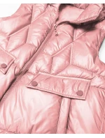 Dámska krátka bunda bez rukávov Goodlookin s odnímateľnou kapucňou ružová (B8258-81)