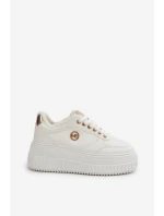 Sneakersy Buty Sportowe Damskie Ocieplane Na Masywnej Podeszwie Białe Ardiela