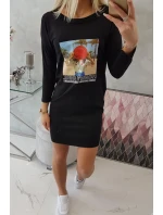 Šaty s potlačou Honey girl čierne