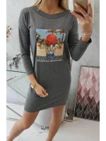 Šaty s potlačou Honey girl v grafitovej farbe
