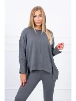 Súprava s oversize blúzkou v grafitovej farbe Súprava s oversize blúzkou v grafitovej farbe