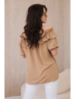 Španielska blúzka s ozdobným volánom Camel