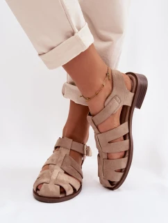 Dámské Římské Sandály s Zlatým Přezkou Béžové Janessa