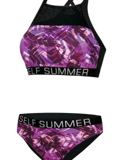 Dámske dvojdielne plavky S47F fialovo-čierne - Self