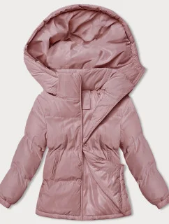 Dámska zimná bunda s kapucňou špinavo ružová (5M3169-46)