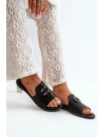 Eleganckie Klapki Damskie Błyszczące Z Ozdobą S.Barski KV27-050 Czarne