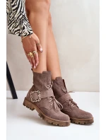 Zazoo 2951 Velúrové topánky s ozdobnou prackou Dark Beige Zazoo 2951 Velúrové topánky s ozdobnou prackou Dark Beige