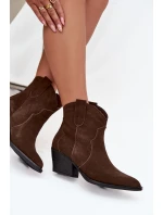 Wsuwane Botki Kowbojki Damskie Z Naturalnego Zamszu Czekoladowe Beretta