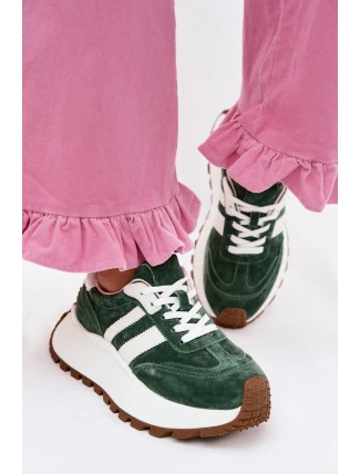 Sně sneakersy z nubuku na masivní platformě D&A GR61-5986 Zelené