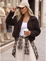Dámska krátka čokoládová kordová bunda FashionStreet TY6018 Dámska krátka čokoládová kordová bunda FashionStreet TY6018