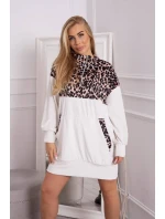 Velúrové šaty s maskovacím motívom ecru