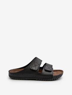 Wygodne Klapki Męskie Z Paskami Na Rzepy Inblu FM00001U Czarne