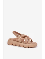 Sandały Damskie Na Platformie Z Paskami Beżowe Filamira