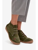 Skórzane Półbuty Damskie Z Przeszyciami Na Zamek Artiker 57C2119 Zielone