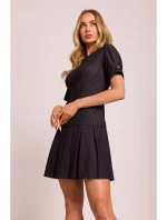 M842 Džínsové šaty so záhybmi - grafitové