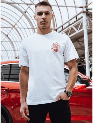 Pánske biele tričko s potlačou FashionStreet RX5490 Pánske biele tričko s potlačou FashionStreet RX5490