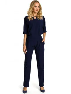 M334 Kombinéza s kimonovým rukávom - tmavo modrá