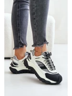 Skórzane Sneakersy Damskie Na Platformie Big Star OO274A220 HI-POLY SYSTEM Biało-Czarne