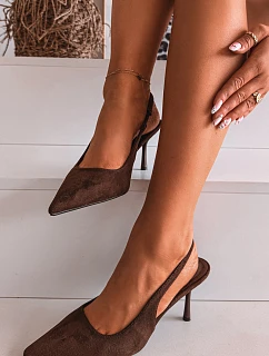 Dámské sandály na podpatku z eko semiše čokoládové Kevina