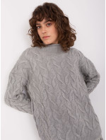 Šedý dámsky pletený sveter