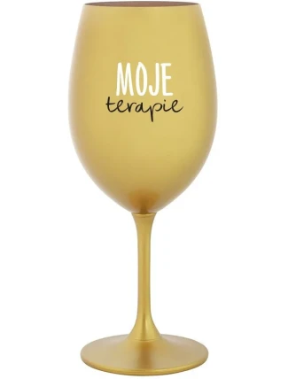 MOJE TERAPIE - zlatá sklenice na víno 350 ml