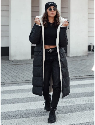Dámska zimná bunda GLAMPUFF obojstranná prešívaná bunda s kapucňou čierna FashionStreet TY4606