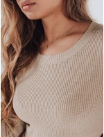 Dámsky rebrovaný sveter NOLVIE beige FashionStreet MY2496